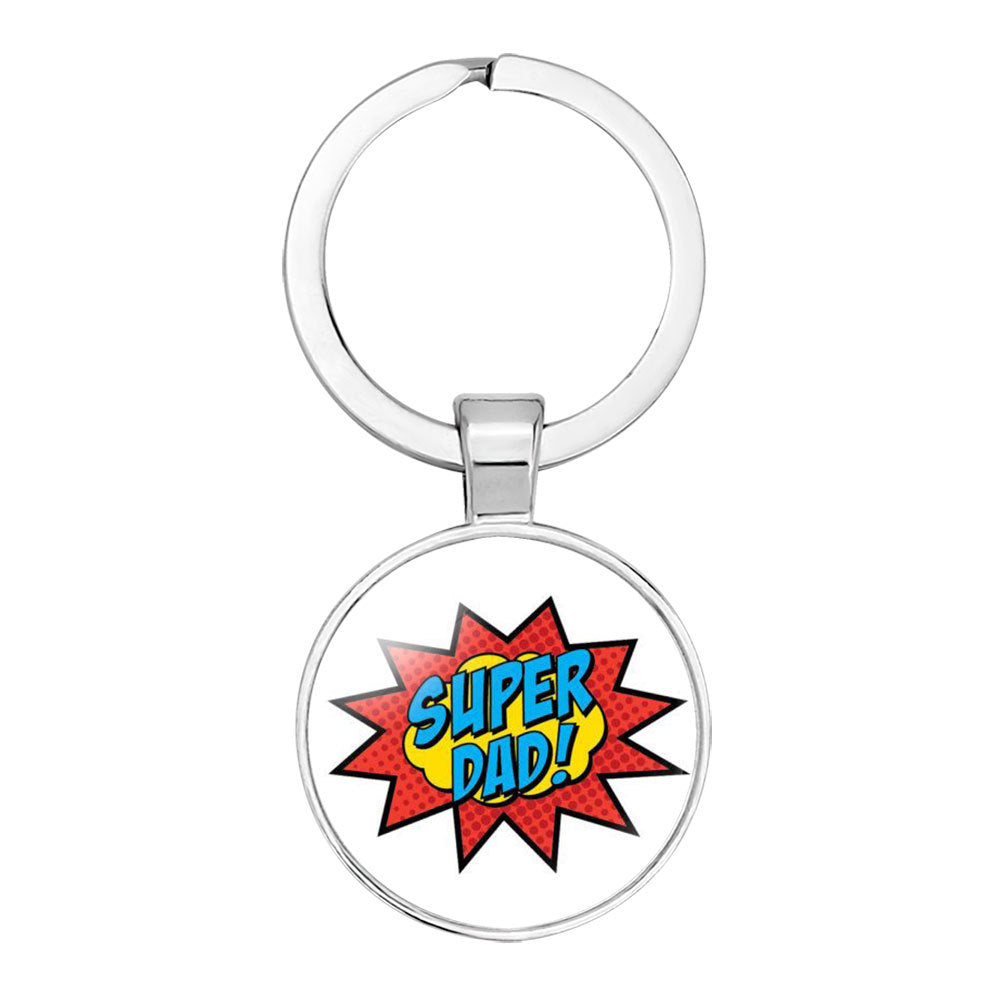 Wholesale Glass Father's Day Gift Best Super Dad Alloy Creative Keychain